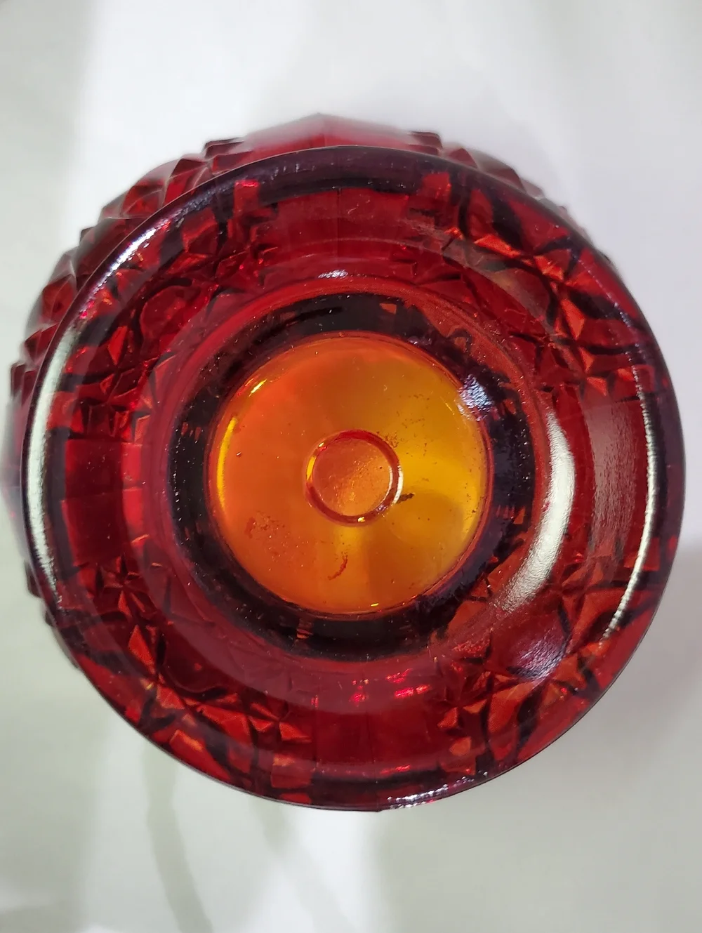 Indiana Glass Homco Ruby Amber Stars And Bars Fairy Lamp 3 Piece Originl Box Vtg